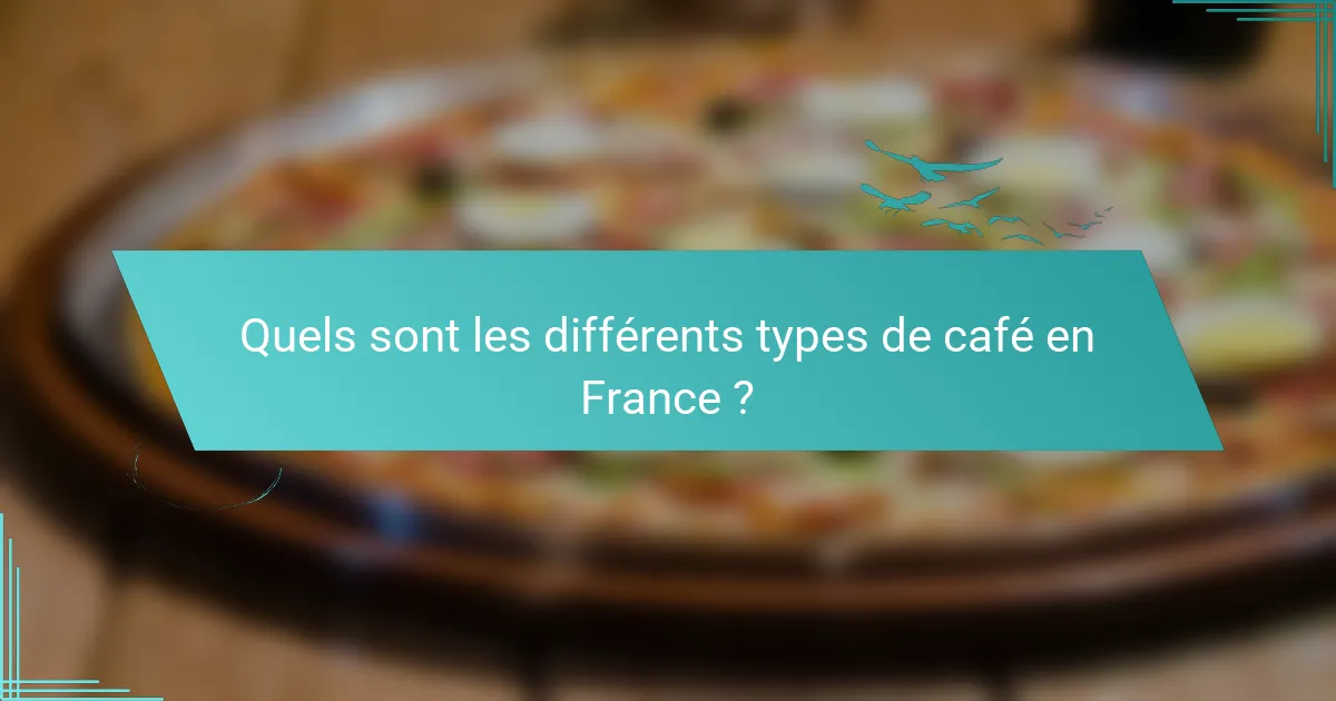Quels sont les différents types de café en France ?