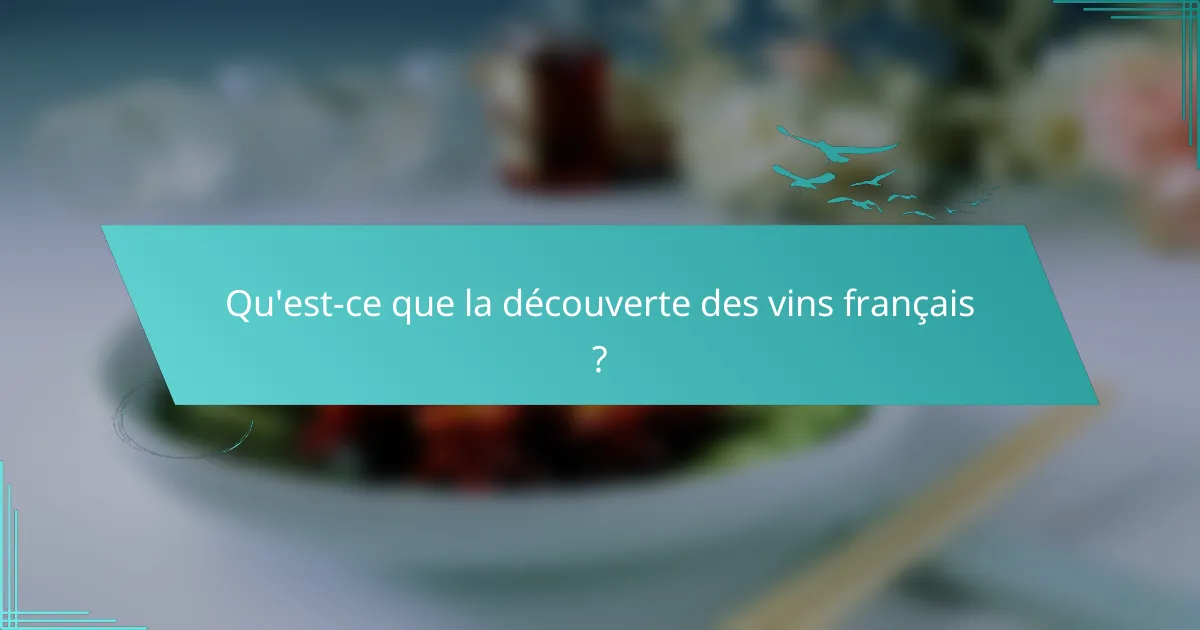 Qu'est-ce que la découverte des vins français ?